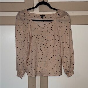 Ann Taylor Starry Patterned Beige Blouse
